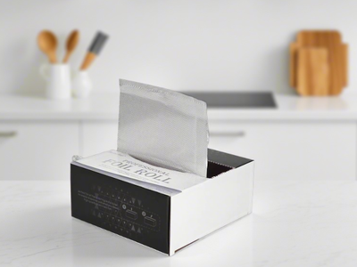 Pop-up aluminum foil sheets — pre-cut dispensing box